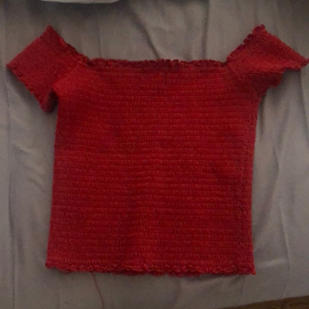 red off the shoulders top